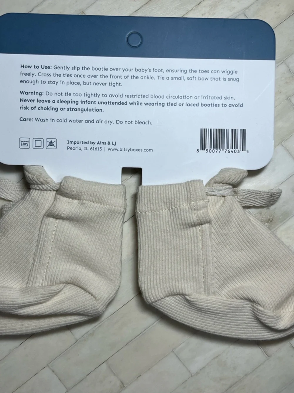 Organic Cotton Set: Baby Hat, Booties with Gray Striped Bib